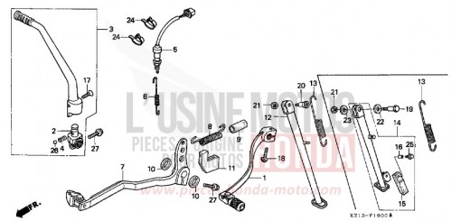 PEDAL/KICK STARTER ARM XR250RN de 1992